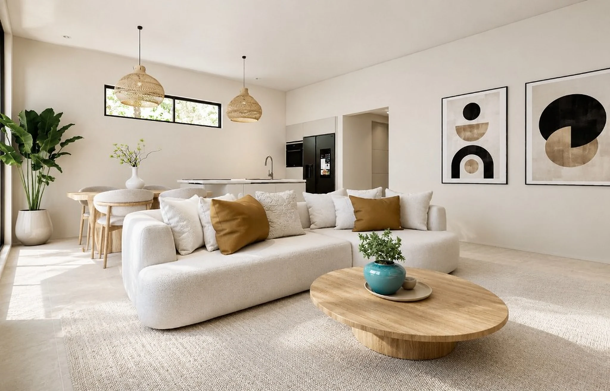 Serenity Residence ground floor apartment — open living and dining area